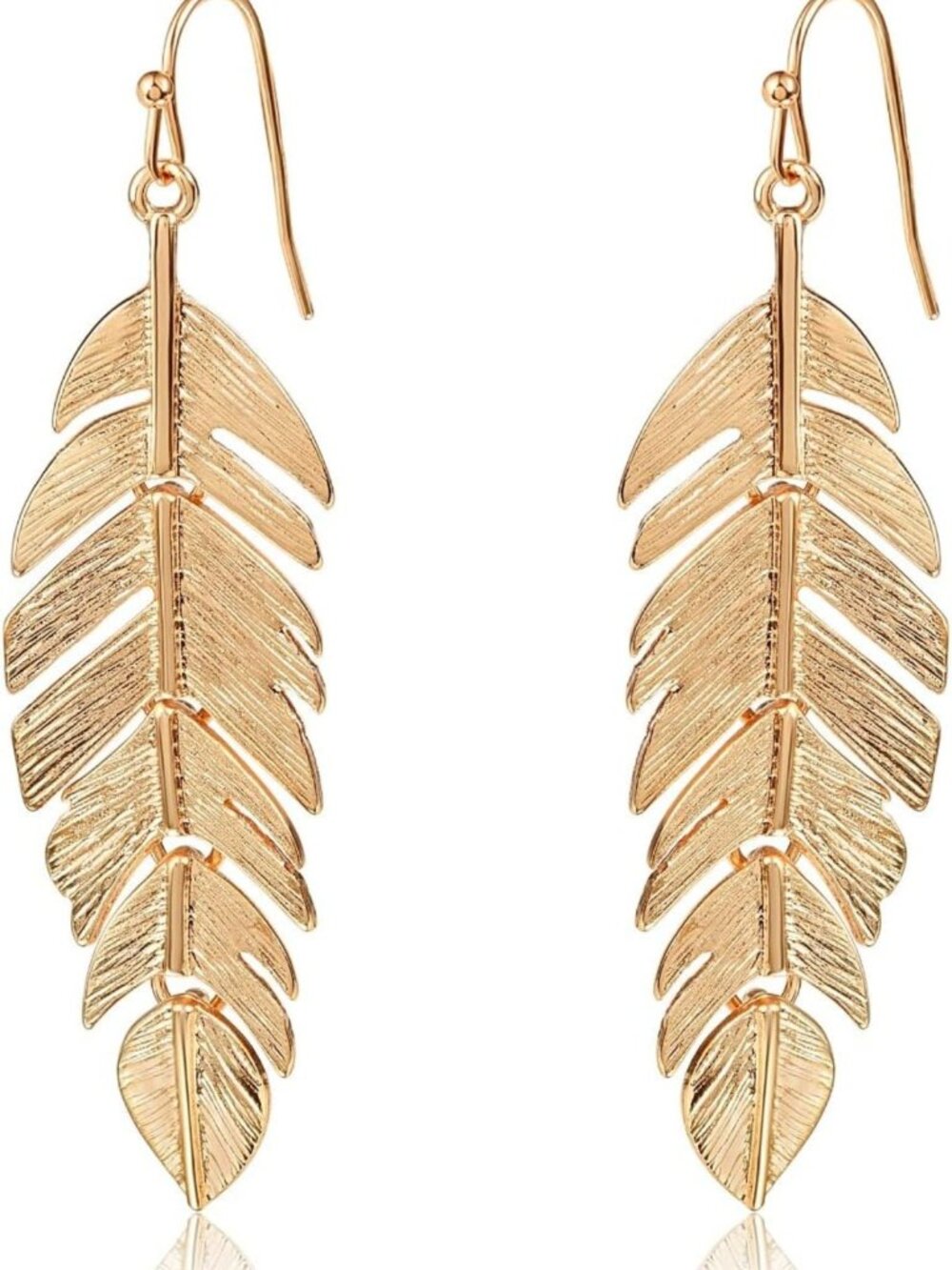 Boho Leaf Feather Earrings for Women - Long Hanging Statement Jewelry